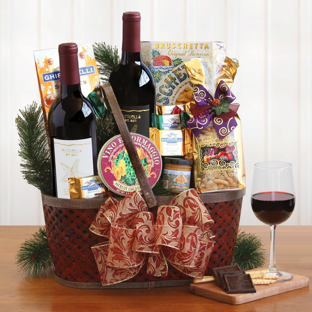 Holiday Napa Valley Charm Wine Gift Basket Free Shipping