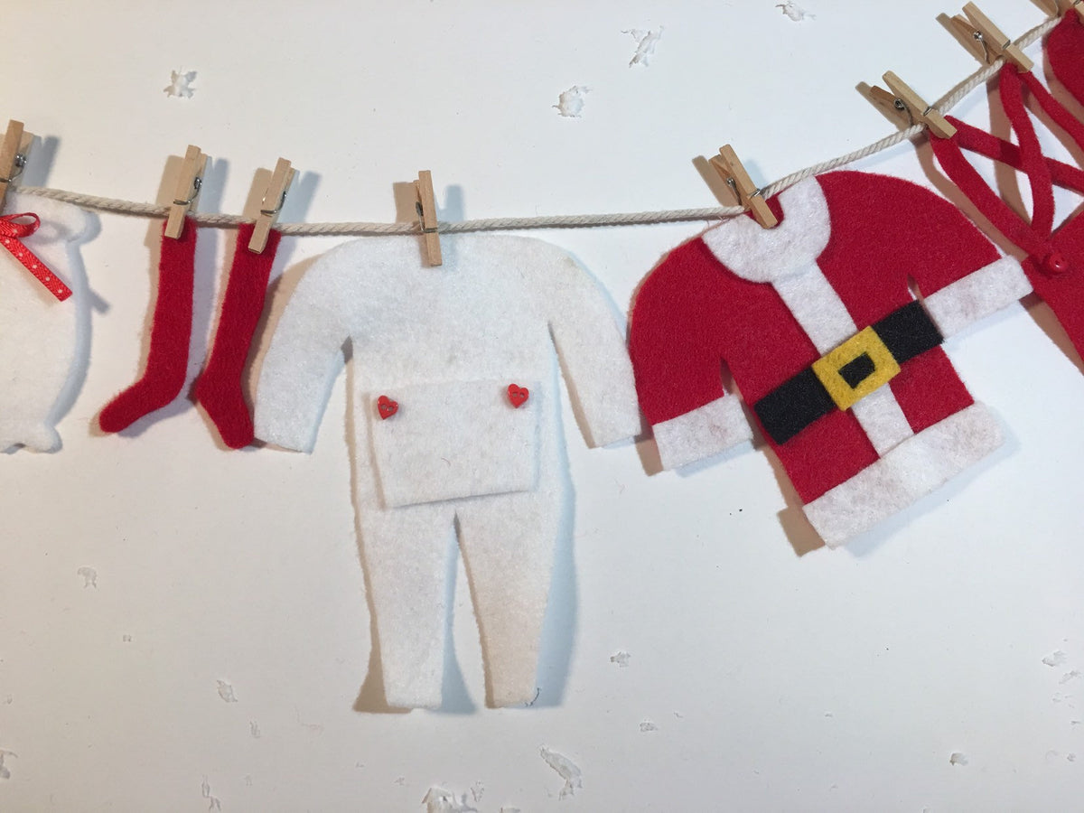 Mr. & Mrs. Santa Claus Mini Felt Laundry Clothesline Christmas decorat –  homemadeheartfelt