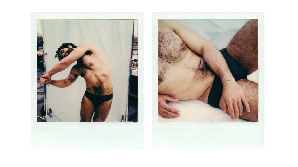 Polaroid images of Gustavo in Swim Brief