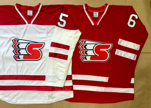 Custom Hockey Jerseys with A Chiefs Twill Logo Adult Goalie Cut / (name and Sleeve Numbers) / Red