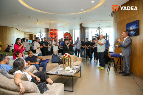 Host introducing Yadea flagship store in Morocco