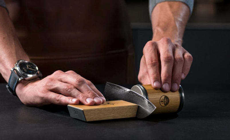 2 Walnut Rolling Knife Sharpener: Perfect Edge Every Time. Precision German
