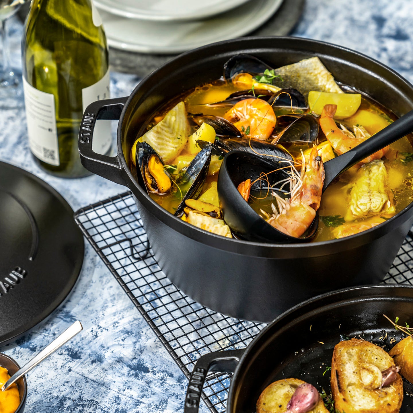 Staub Stackables 3 Piece Cocotte Braiser Pan With Lid 24cm In Black