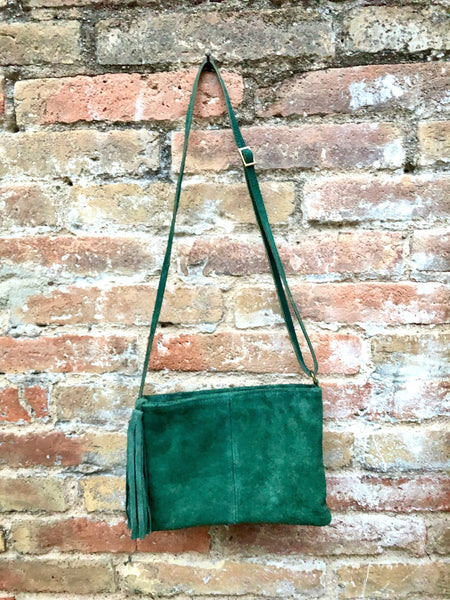 Suede Leather Bag in MOSS Green.cross Body Bag Boho Shoulder -  Hong  Kong