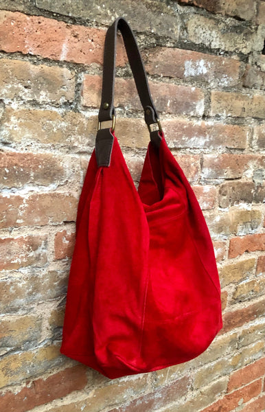 Genuine Suede Leather Hobo Shopper Bag