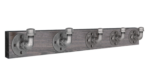 36 in. Boulder Black Wall-Mounted Rack with 5 Hooks