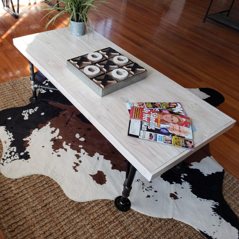 Loop Coffee Table By PIPE DECOR bought by a customer and paired with a white table top