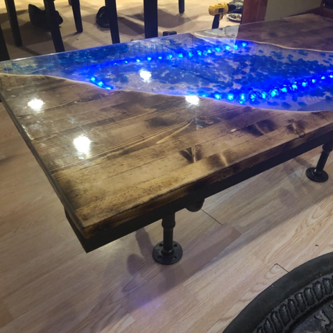 Streetlights Coffee Table By PIPE DECOR with a custom table top by the customer