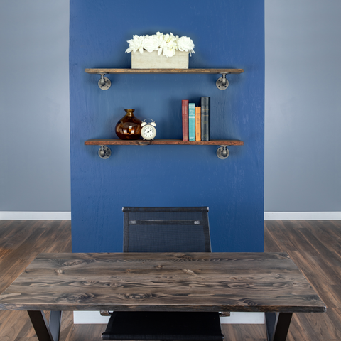 Live Wood Edge Shelf combined with Desks