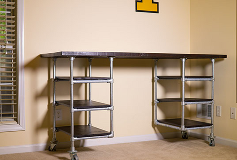 PIPE DESK with open shelves