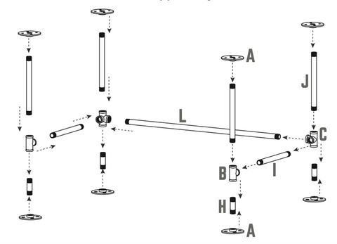 How to build the Three Tier Wood Shelf Industrial Bar Cart with Locking Wheels Step 1