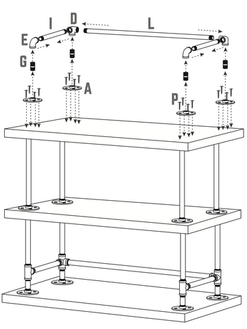 How to build the Three Tier Wood Shelf Industrial Bar Cart with Locking Wheels  Step 5