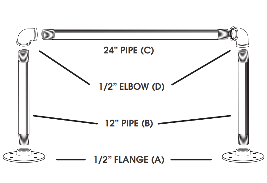 pipe clothing rack diagram