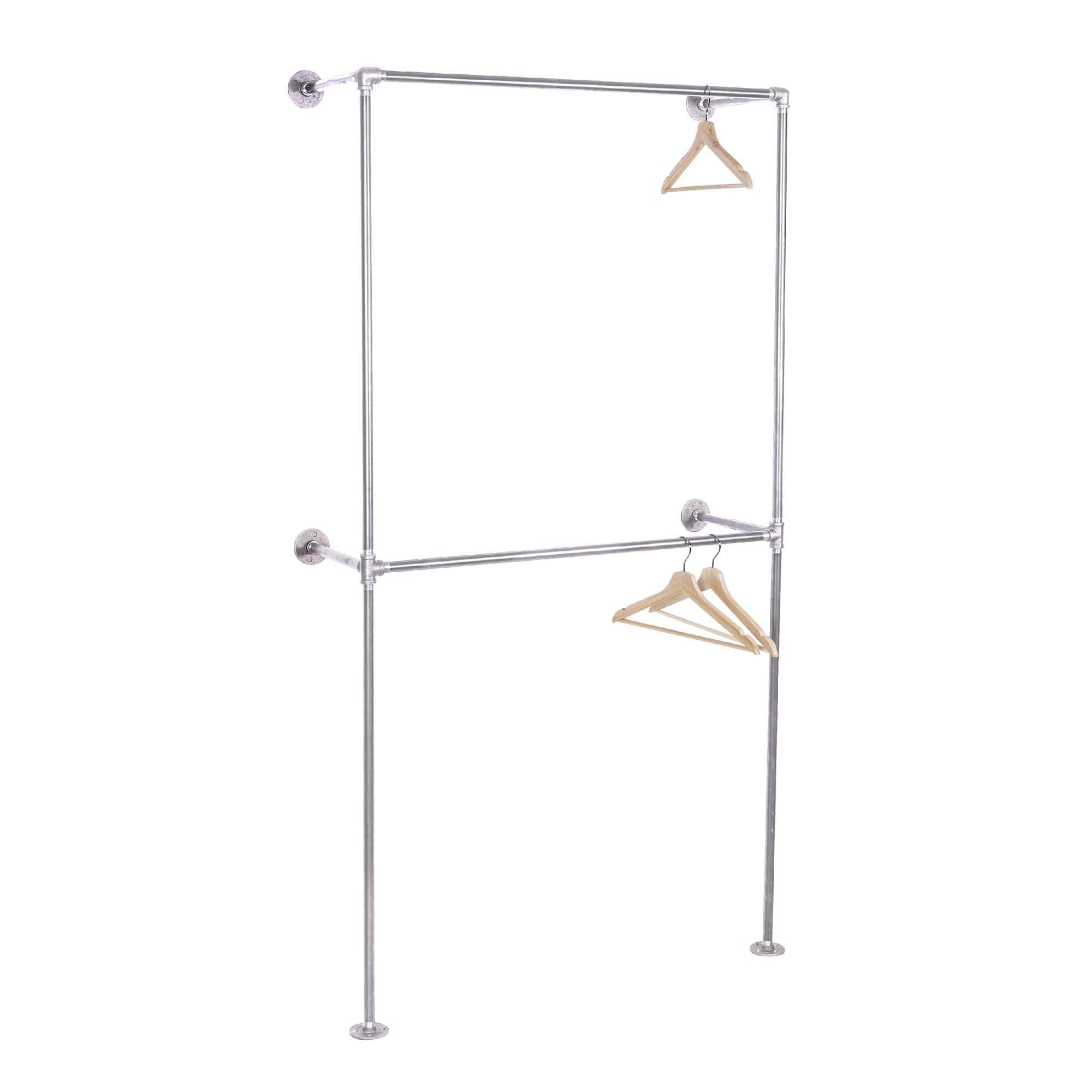 Galvanized Wall Mounted Double Hung Clothing Rack - PIPE DECOR product image