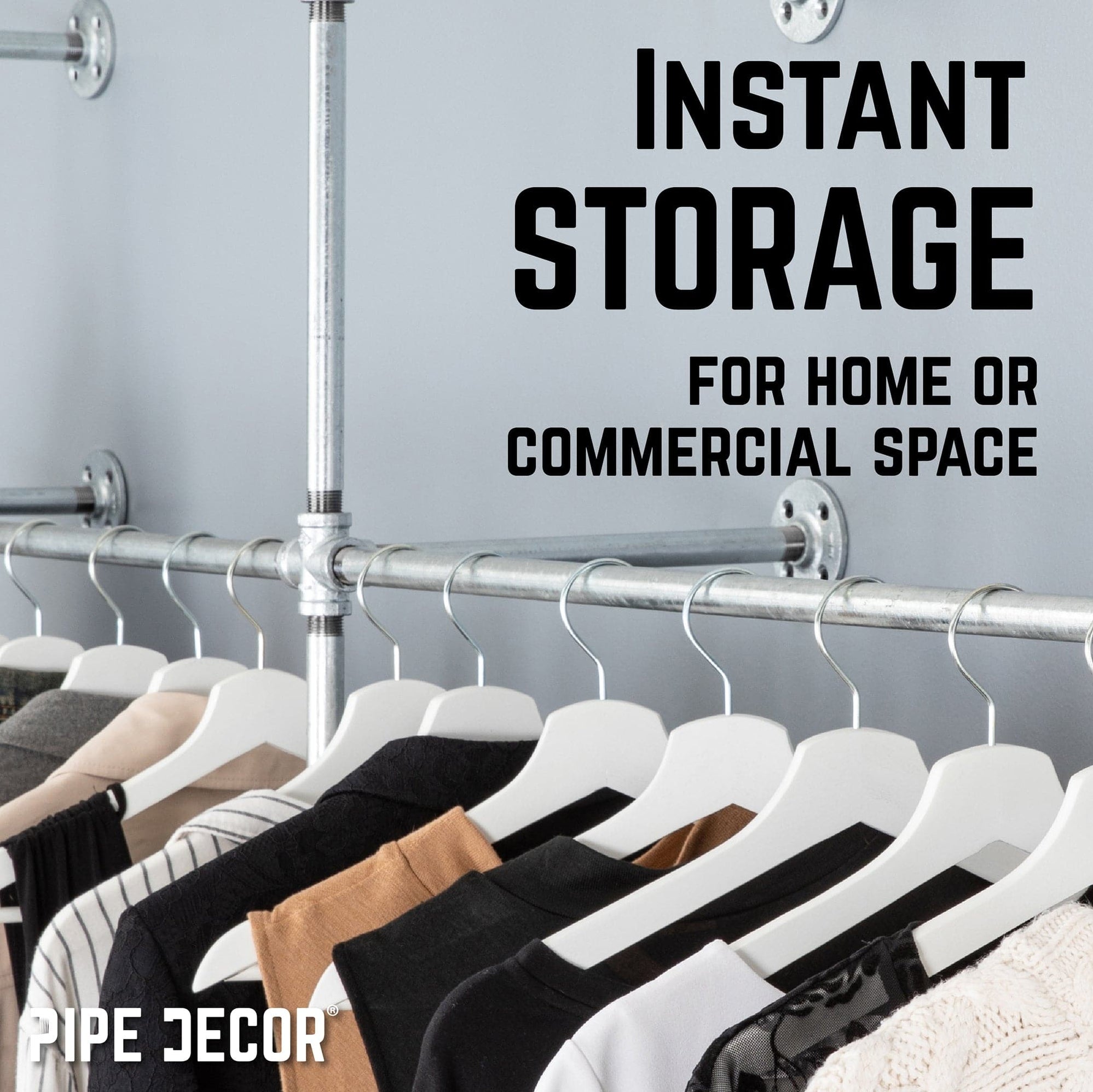 Pipe Clothes Hangers | PIPE DECOR | Pipe Clothing Rack, Wall Mounted