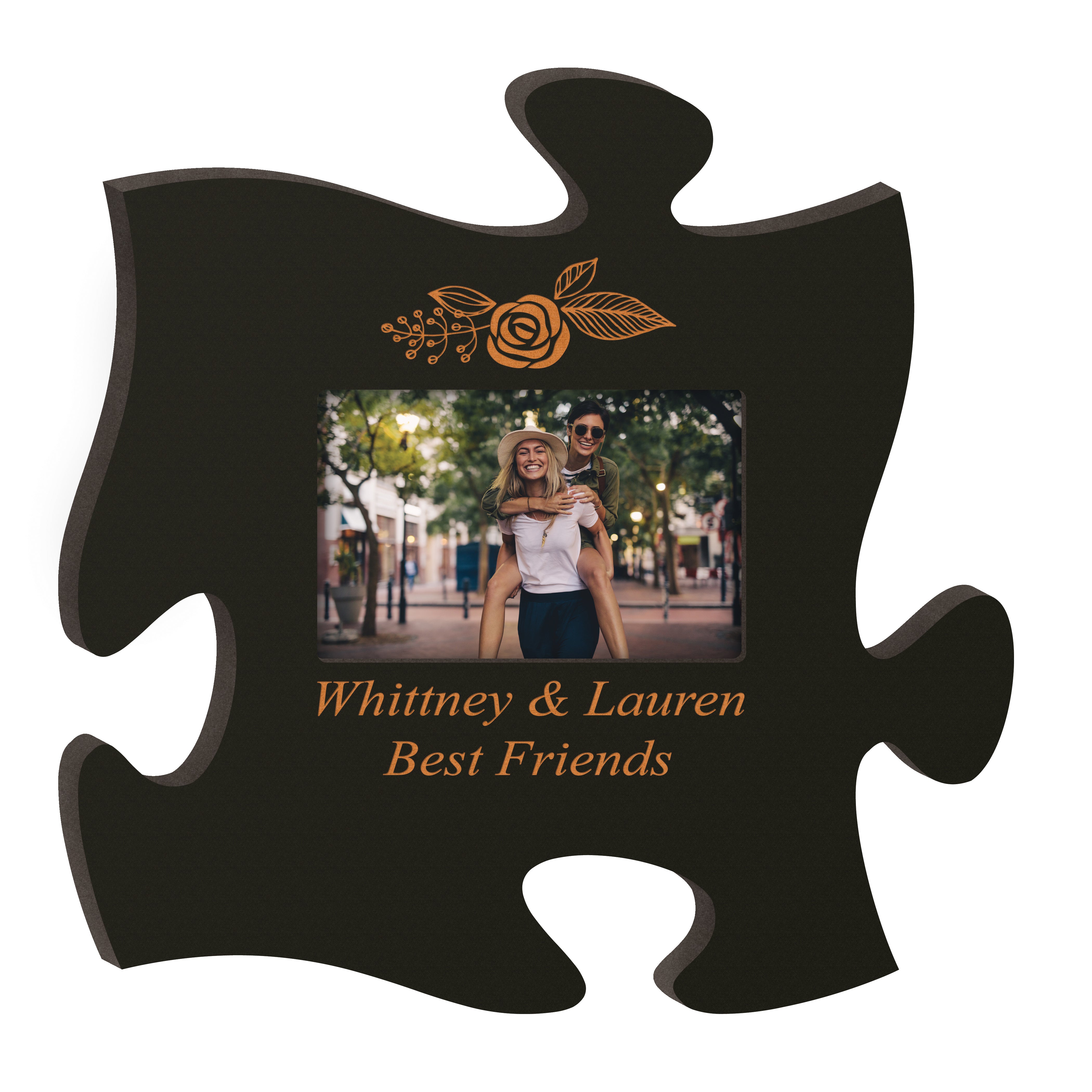 Personalized Black Puzzle Piece Photo Frame (4x6 Photo) - P Graham Dunn product image