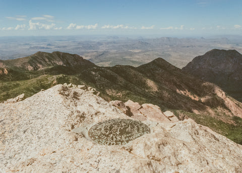 Survey marker at the top of Emory Peak.