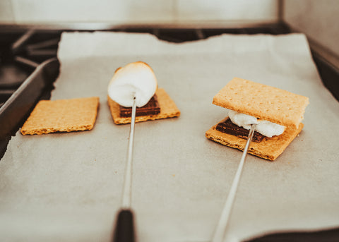 S'mores being prepared in kitchen.