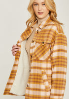 Sherpa Lined Plaid Shacket - Clay Mix