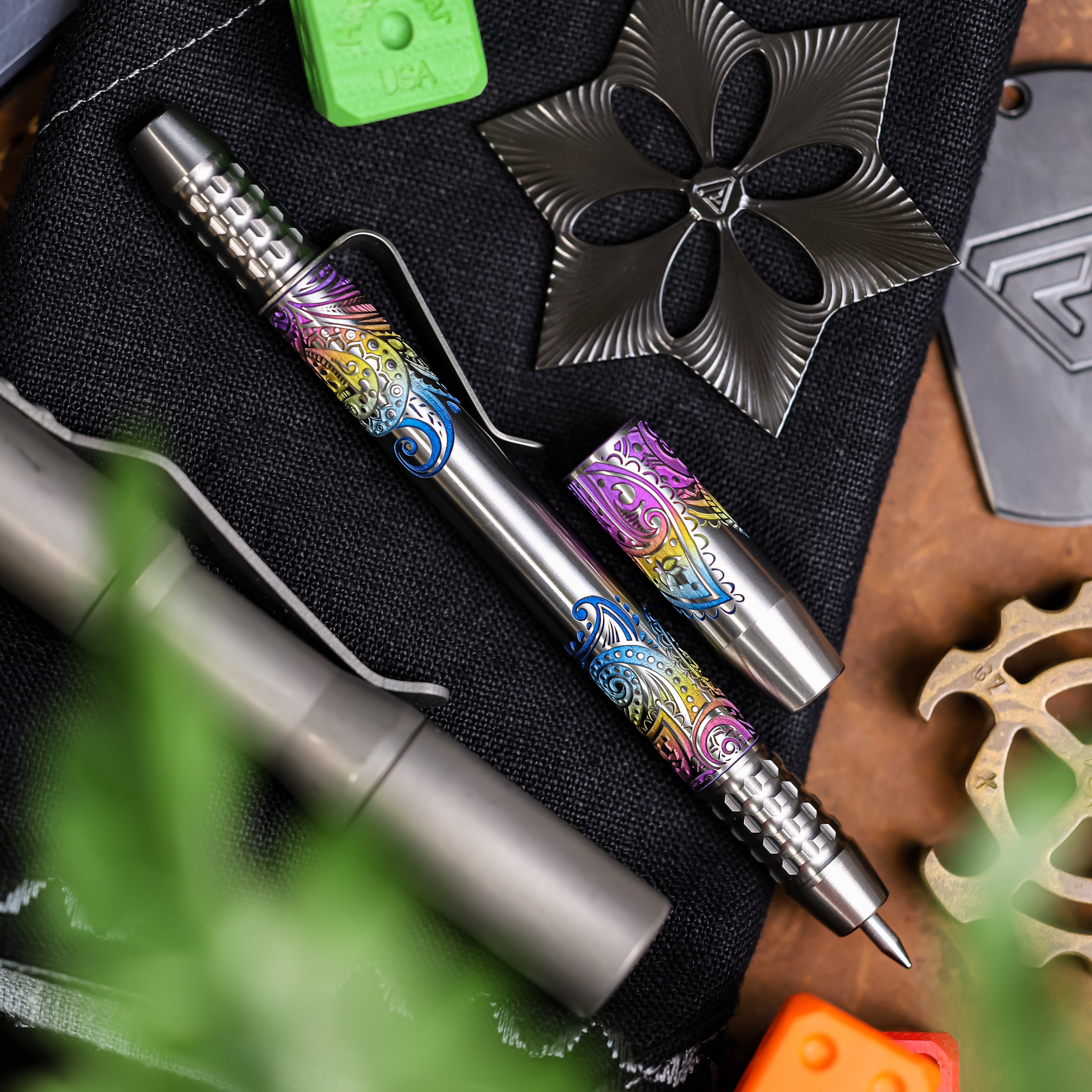 TechLiner Grid -- Rainbow Paisley Laser Engraved Titanium (Satin) – Ti2 ...