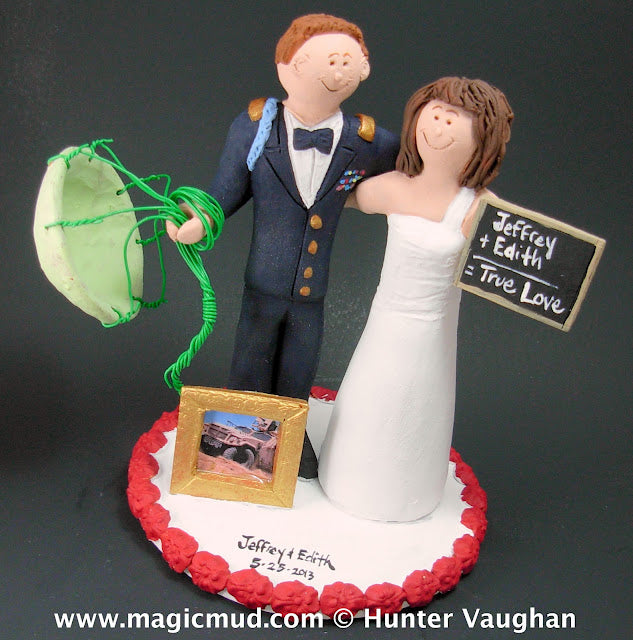 soldier with parachute wedding cake topper