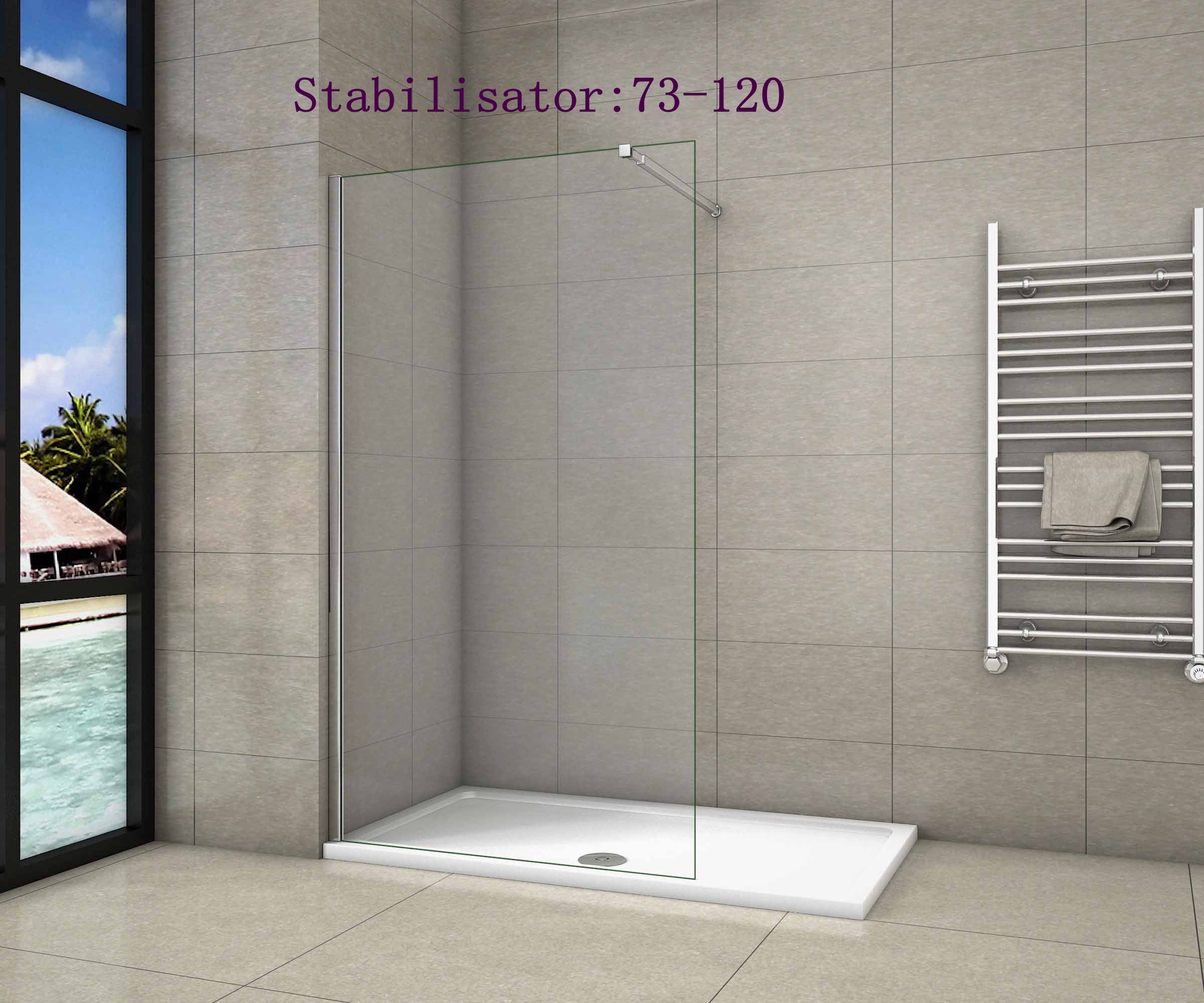 vrijstaande inloopdouche,8mm helder veiligdheidsglas nano easyclean antikalk - AICA Sanitair BV product image