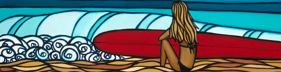 Beach art Surfer Girl by Surf Artist Heather Brown