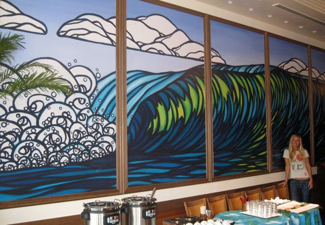Hawaii Local Artist Wall Painting Wave Design