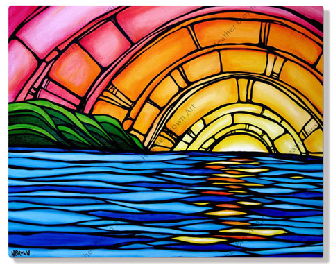 art print by heather brown surf of very vibrant colorful hawaiian sunset