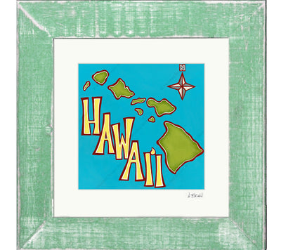 Island Map - Framed Matted Print by Heather Brown