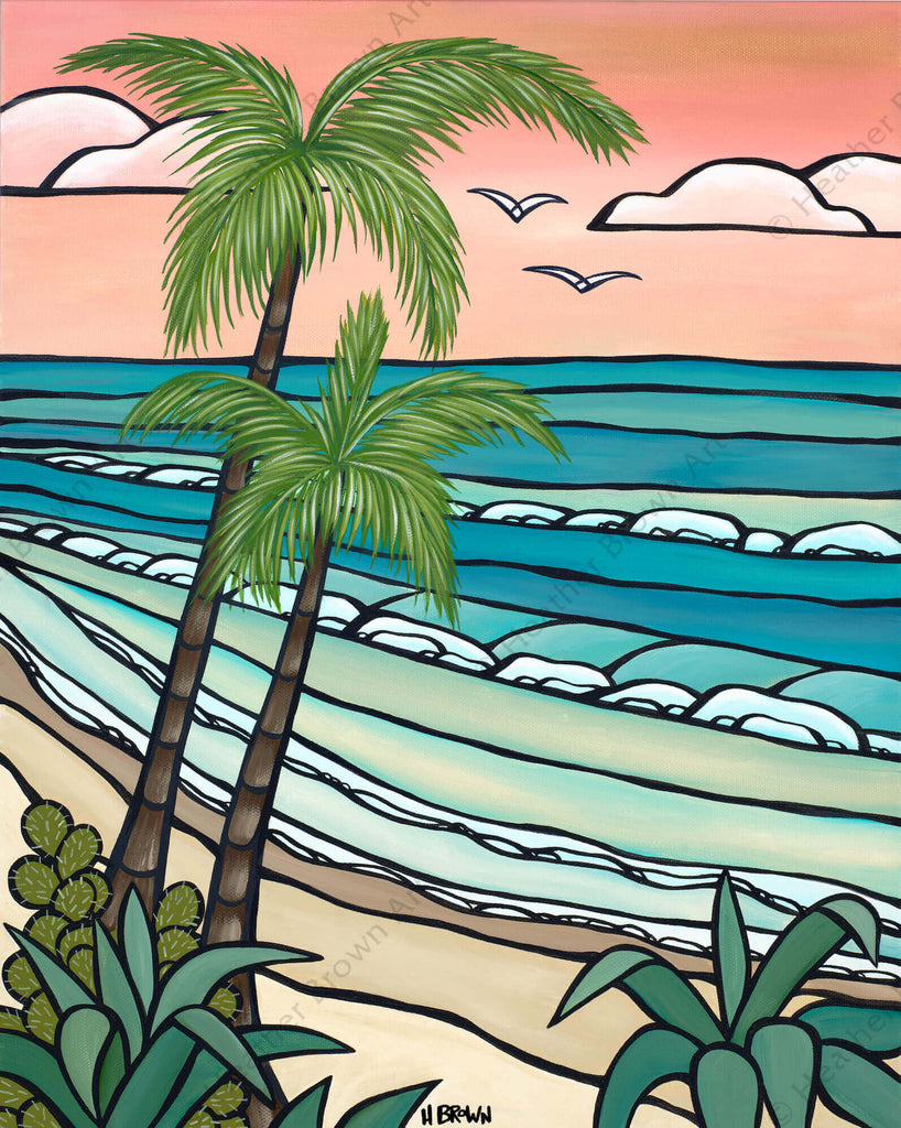 Lanikai Daydream Matted Paper Print Heather Brown Art