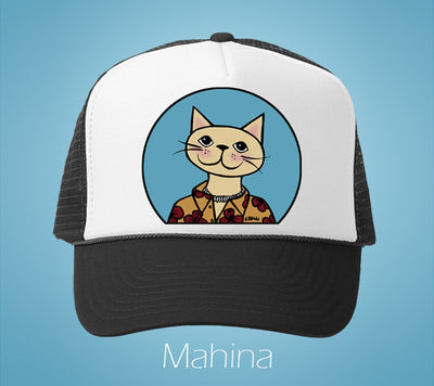 Cute Cat Charlie Trucker Hat - Hawaiian Humane Society – Heather Brown Art