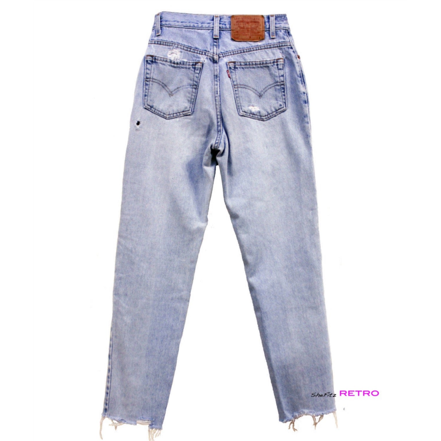 Made To Order Vintage High Waisted Distressed Levis Cut Off Ankle Hem –  SheFitz Retro