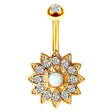 Tan Sunflower 316L Stainless Steel Belly Button Ring