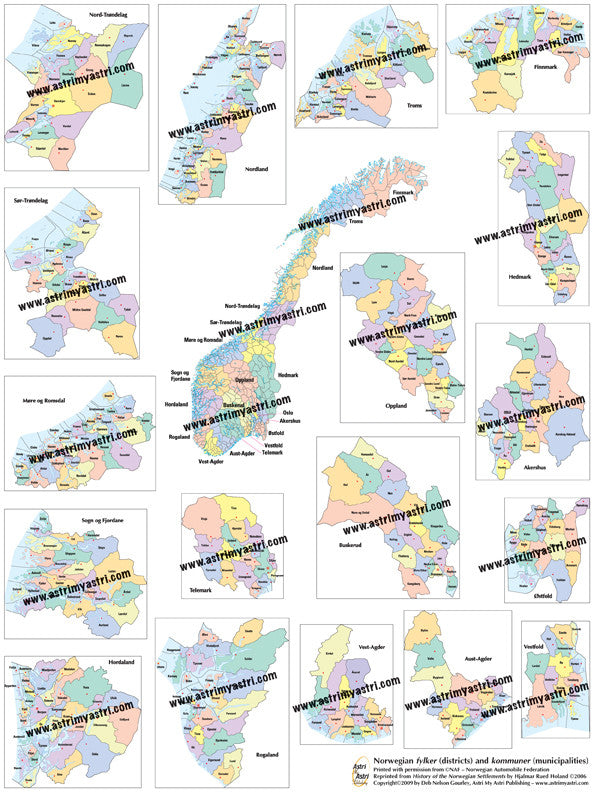 Norwegian Genealogy Kit — (supplies for 60 people) map posters genealogy  research in all of Norway