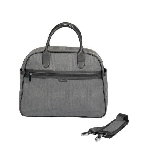 grey check bag