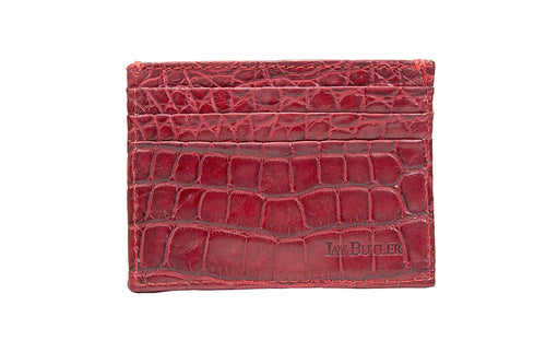 Red American Alligator Credit Card Wallet