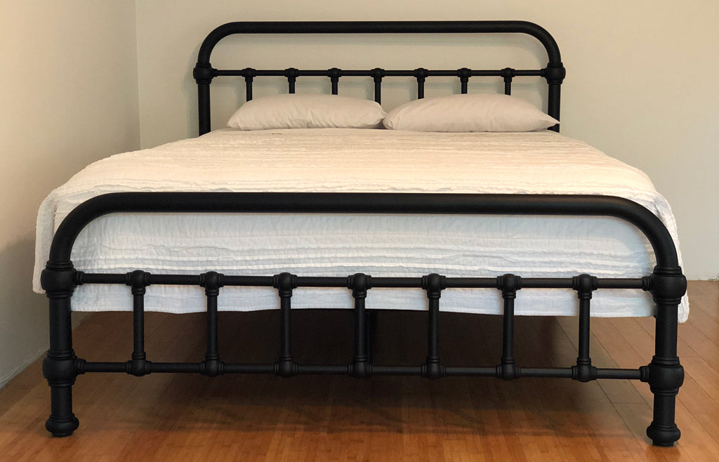 Heiressy 20th c Americana Iron Platform Bed with Wood Slats and Modern Design