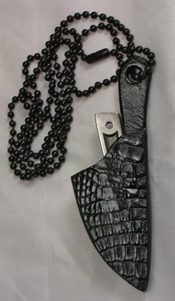 Photon Black Double-sided Croc Neck Sheath - 1. - Francine Etched Knives