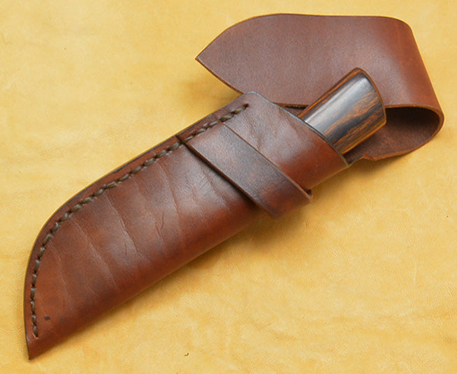3 inch Dropped Edge Utility Knife with Plain Etched Blade and Desert Ironwood Handle-2nd.