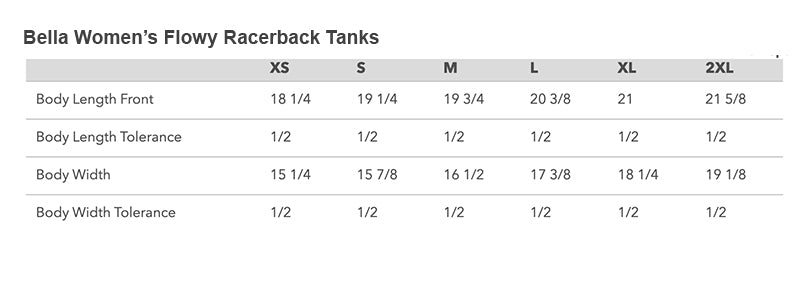 Bella Size Chart