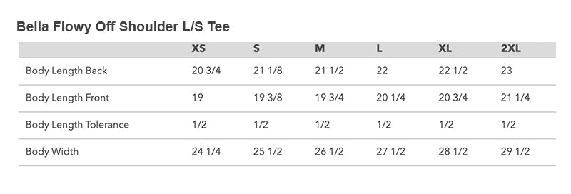 Bella Size Chart