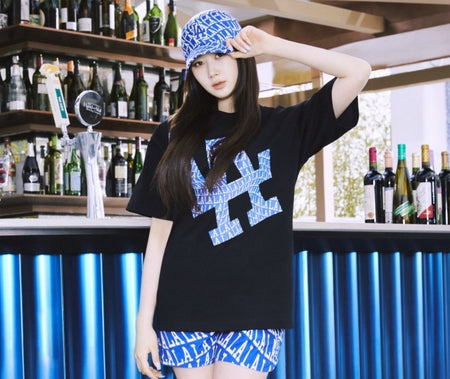 aespa Giselle][SNSfashion] MLB Checkerboard Back Logo Short Sleeve T-shirt  LA (3ATSM8023-07WHS)