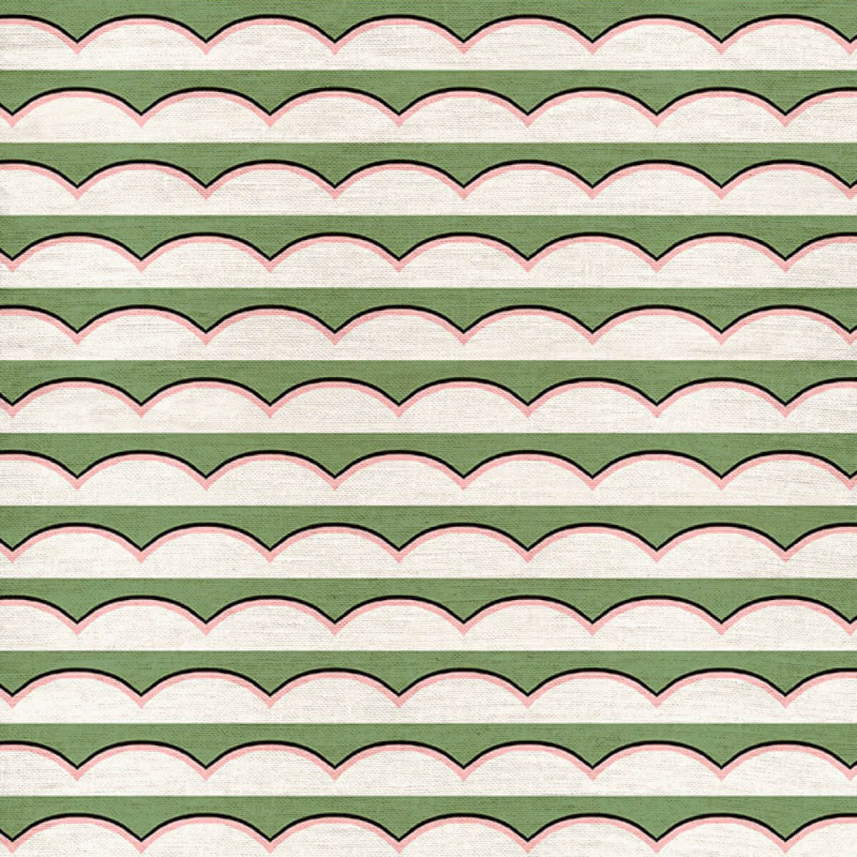 Scallops Green & Pink Fabric