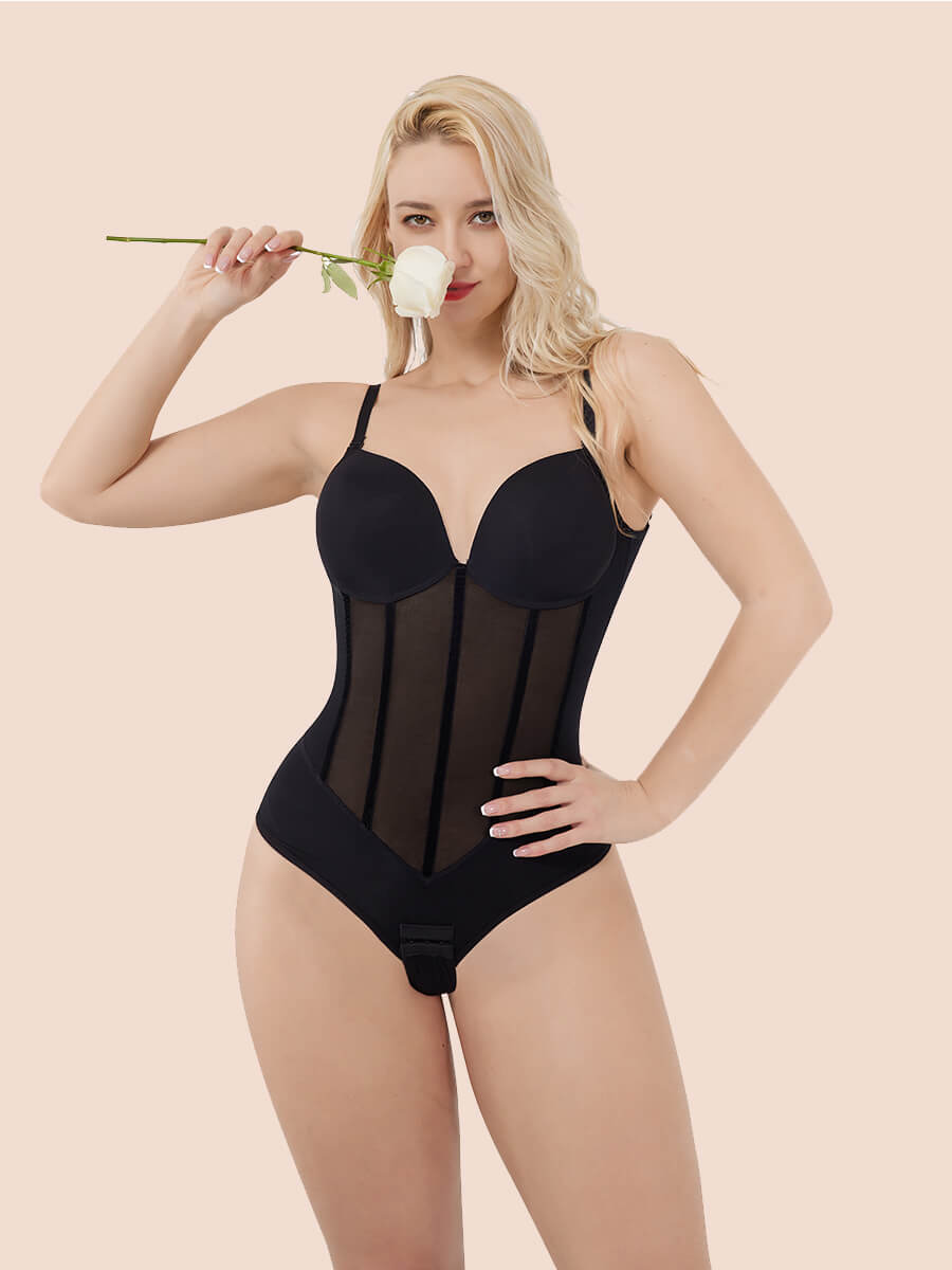 Sculptshe Mesh Boned Corset Bodysuit