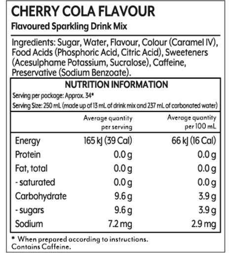 7Up Nutrition Label