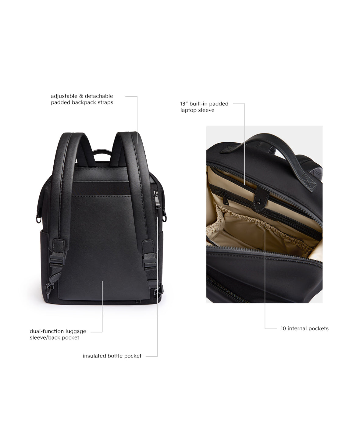 stevie neoprene backpack features