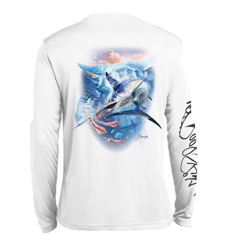 Great White Tattoo by Brian Kalt S / White / Mens Long Sleeve