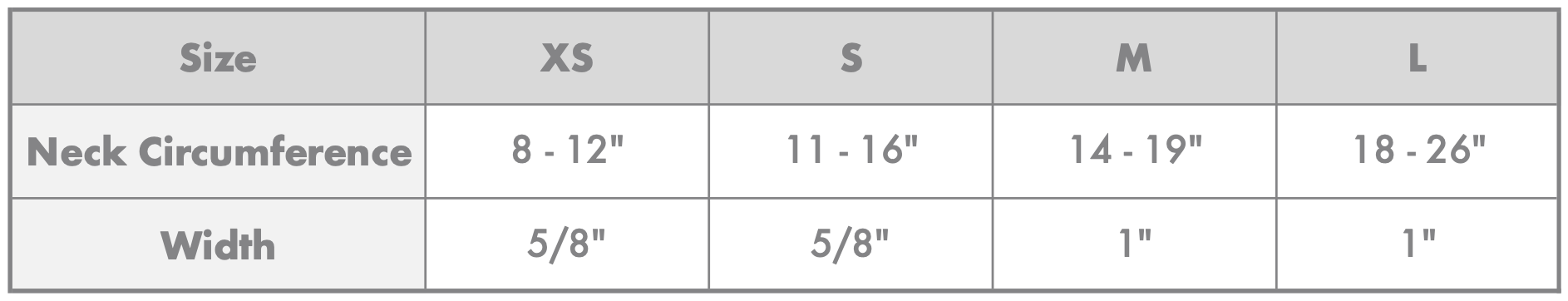 Collar Size Guide