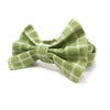Meadow green windowpane plaid dog collar with bow tie